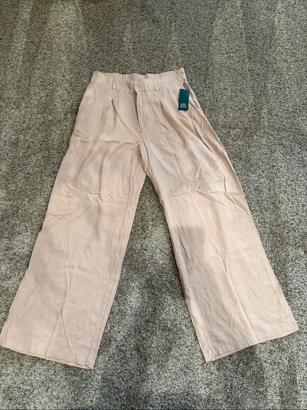 Wide-Leg Women’s Pants in Light Peach - Casual Linen Blend